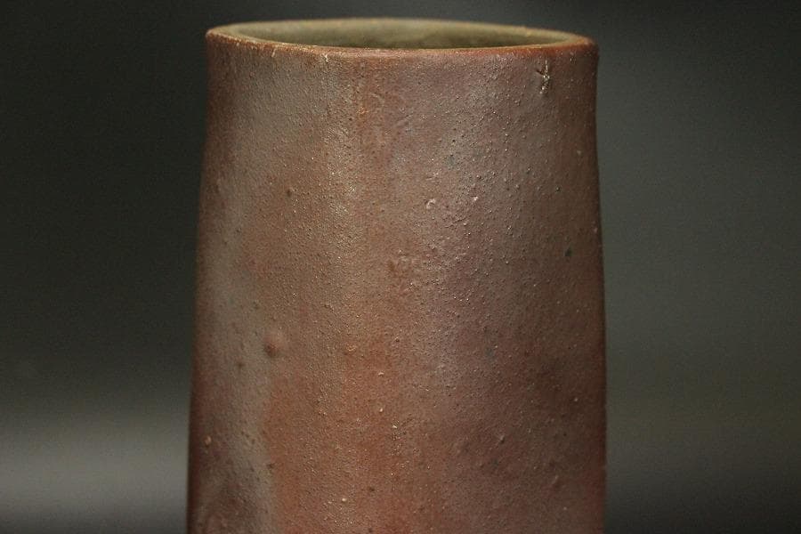 人間国宝 山本陶秀作 四方花入 窯変 共箱 真作保証 備前(ZE935)