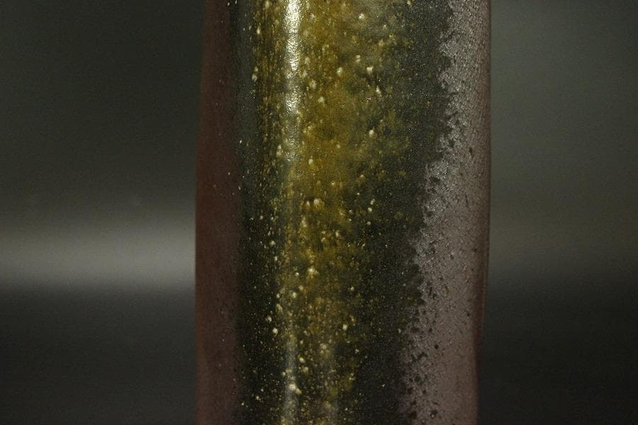 人間国宝 山本陶秀作 四方花入 窯変 共箱 真作保証 備前(ZE935)