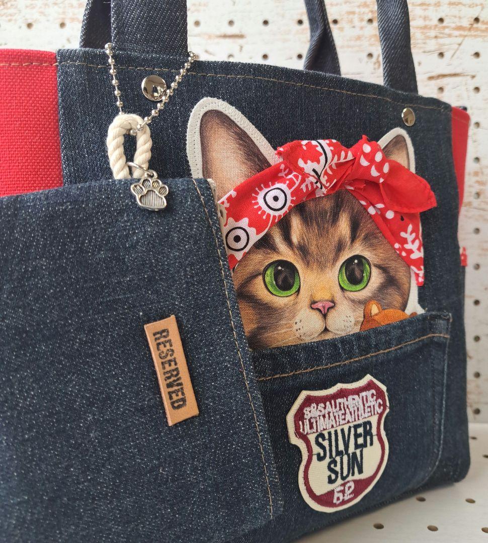 ニ*ぽ様 コヤンイサムチョン　リトルサンダー　デニムリメイクトートバッグ&ポーチ