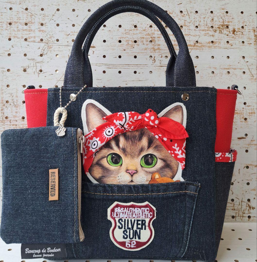 ニ*ぽ様 コヤンイサムチョン　リトルサンダー　デニムリメイクトートバッグ&ポーチ