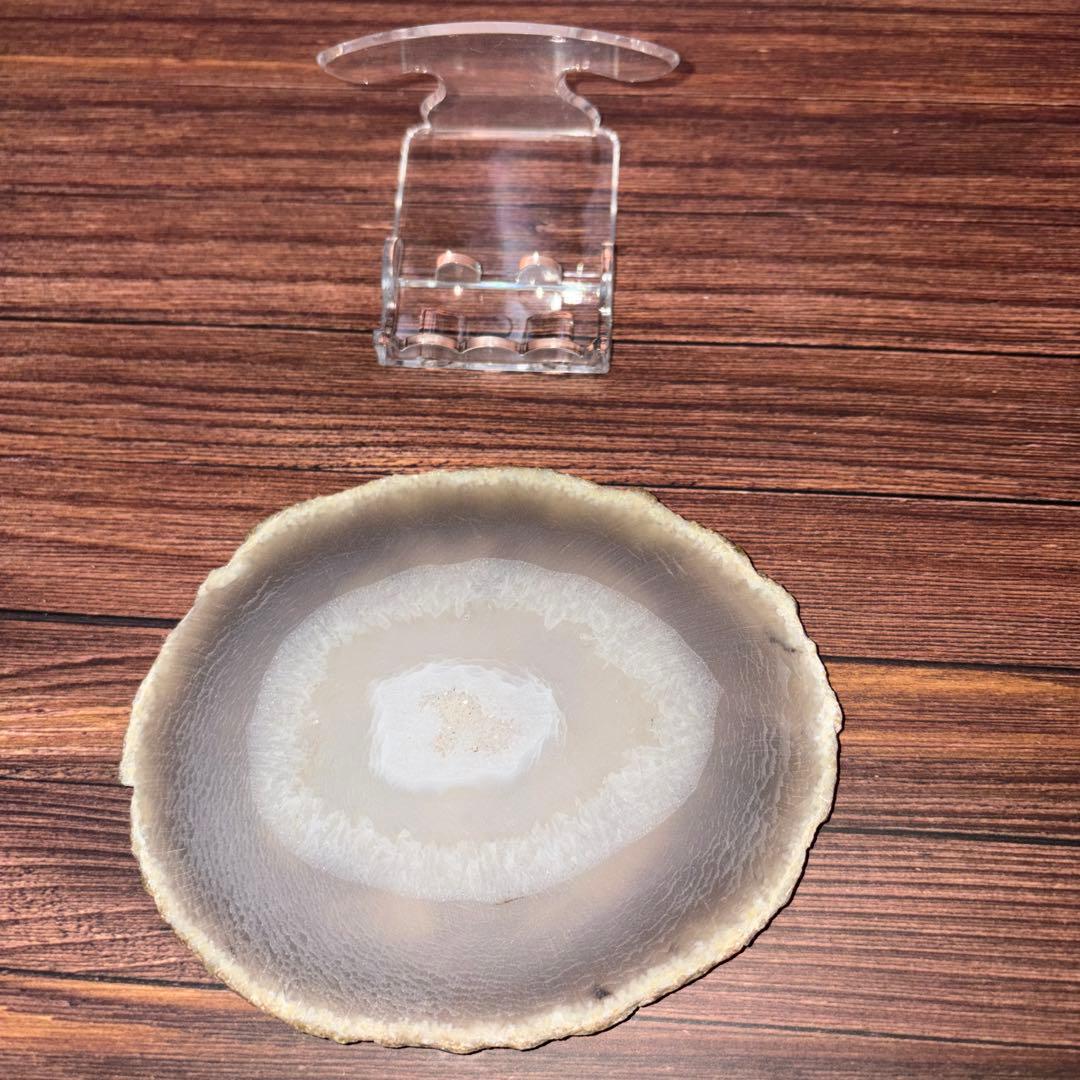 ☆高品質☆ 置き石 メノウプレート (台付) 双龍 コースター 辰 竜