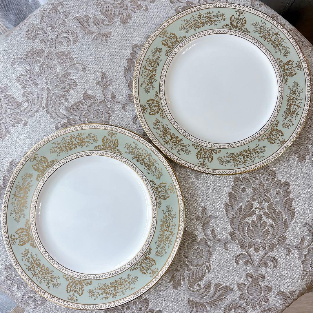 ウェッジウッド　黒壺　コロンビアセージグリーン　ディナー皿　2枚