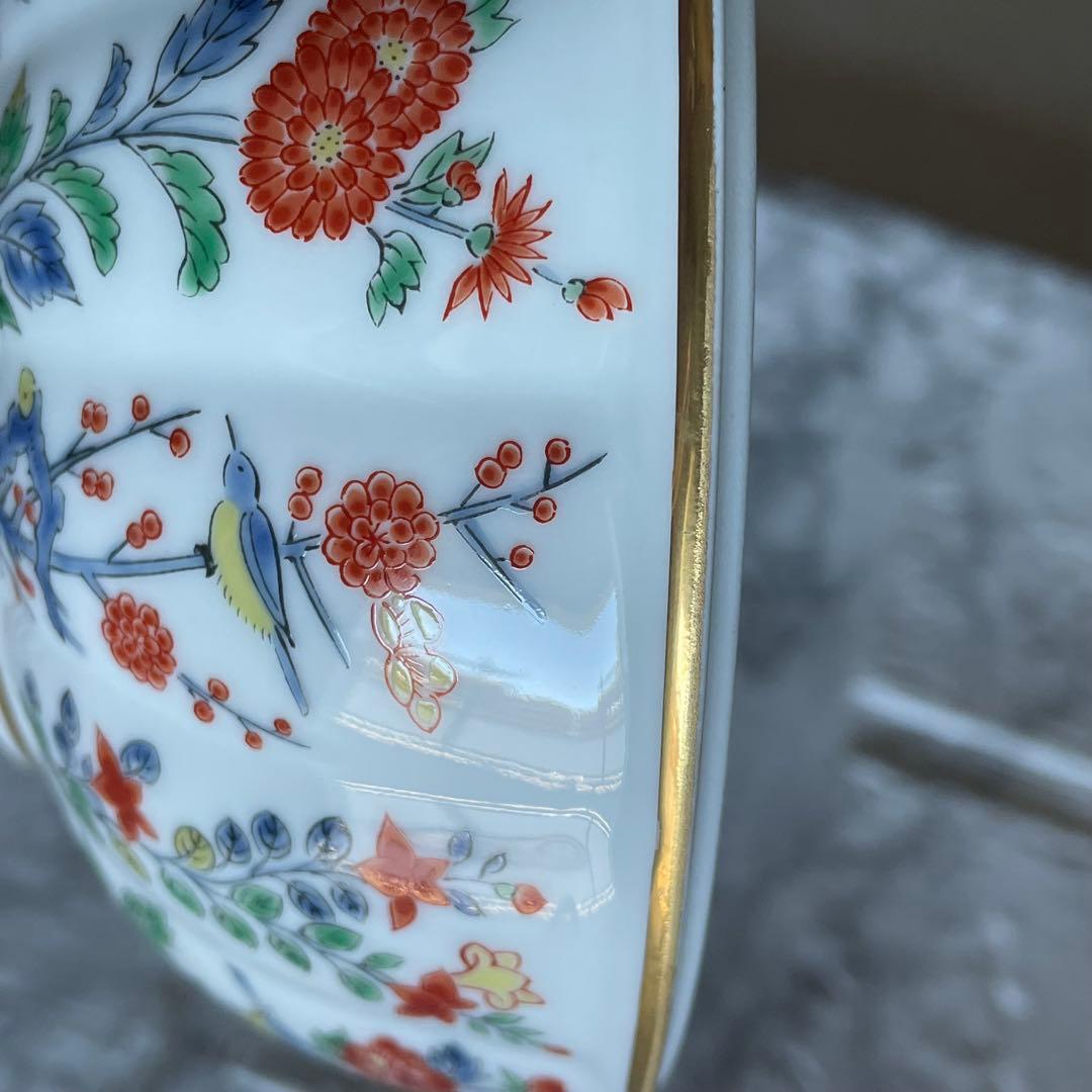 2/8までお値引☆有田焼　其泉マイセン写し　色絵　草花文　蓋付キャンディボックス