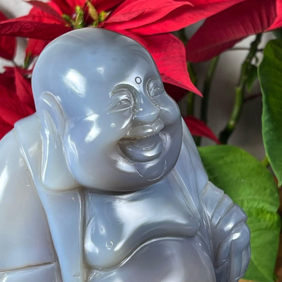 【特大】本瑪瑙水胆布袋像　台付高さ23cm