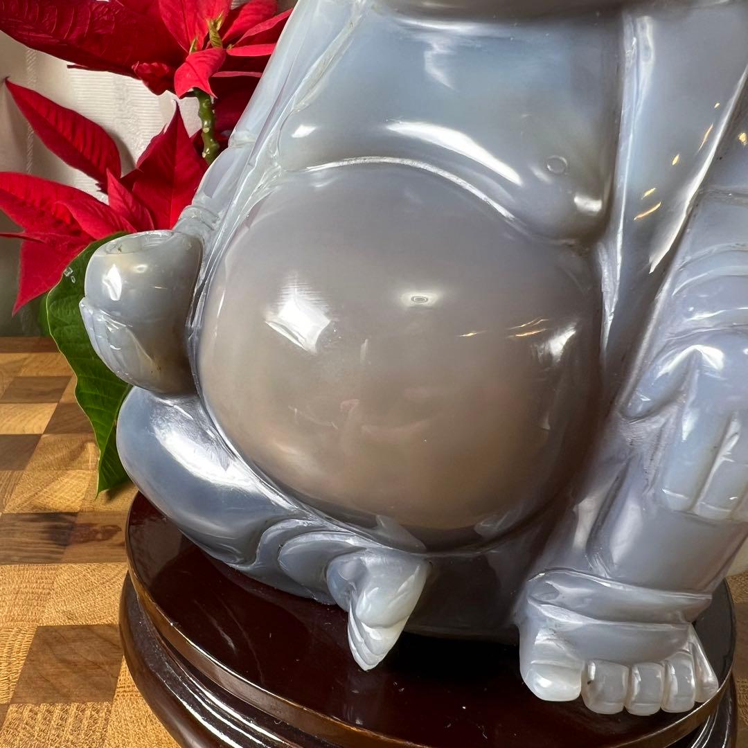 【特大】本瑪瑙水胆布袋像　台付高さ23cm