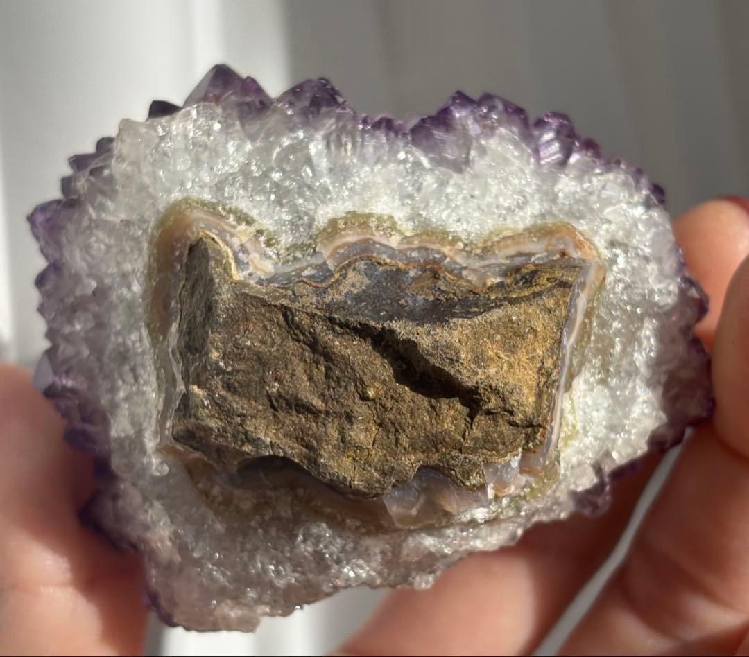 《高品質・紫陽花結晶》アメジスト×アメトリン＊ツインクラスター　レア　台座付き