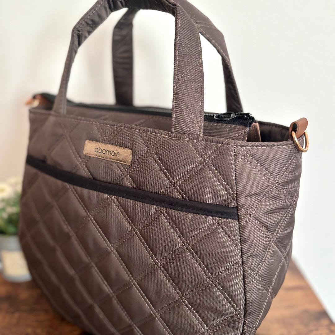 【水時計】ラウンドトートバッグM ナイロンオックスキルト　ファスナー開閉