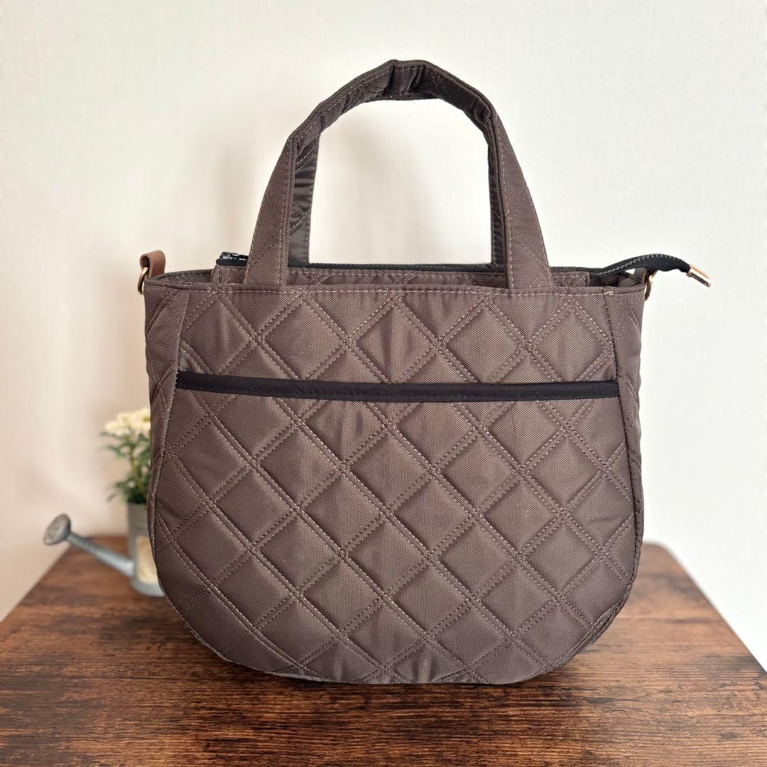 【水時計】ラウンドトートバッグM ナイロンオックスキルト　ファスナー開閉