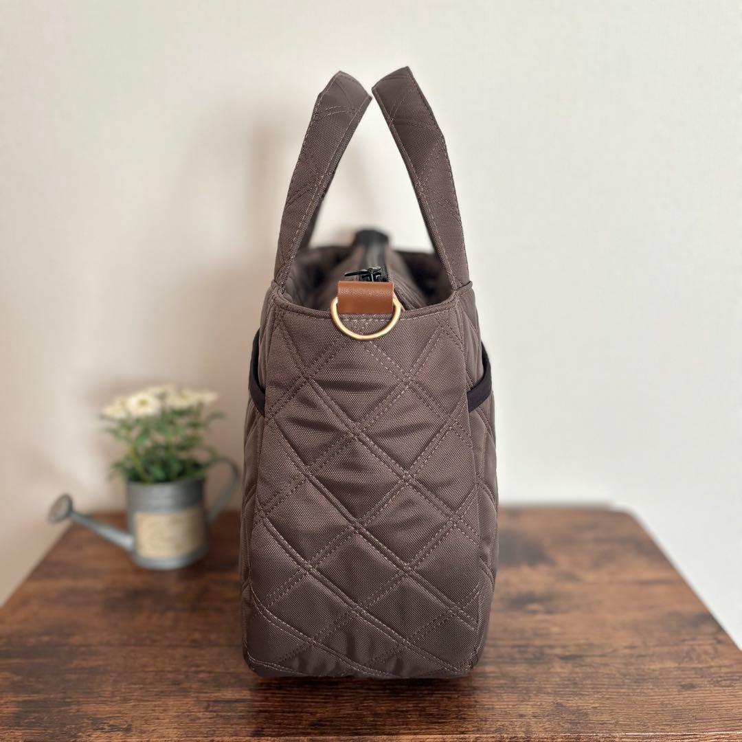 【水時計】ラウンドトートバッグM ナイロンオックスキルト　ファスナー開閉