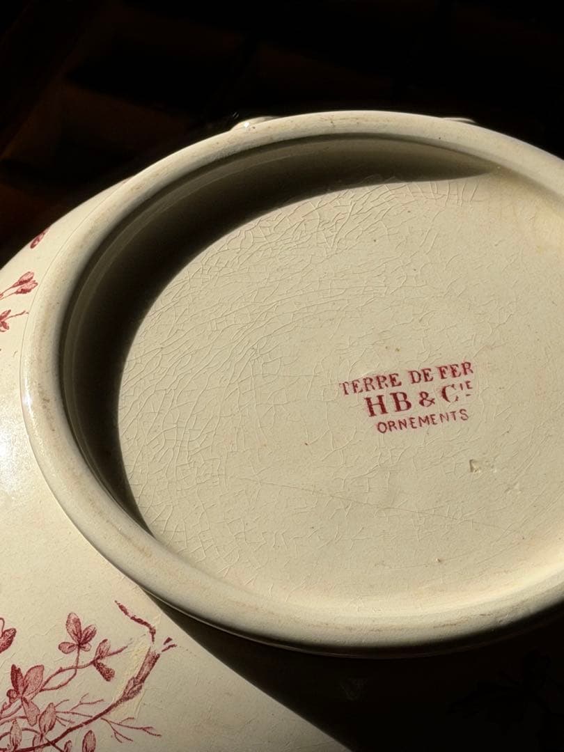 ⚫︎フランスアンティーク⚫︎HB&C ショワジールロワ窯⚫︎深赤色のレギュミエール器