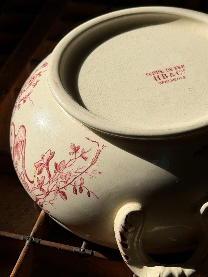 ⚫︎フランスアンティーク⚫︎HB&C ショワジールロワ窯⚫︎深赤色のレギュミエール器