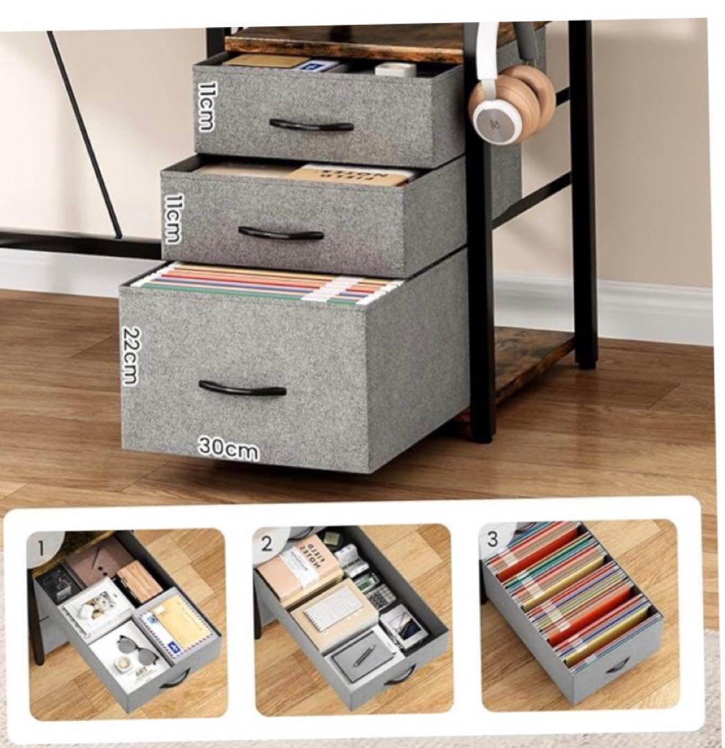 コンパクトパソコンデスク ラック付幅80×奥行48机 引き出しドリンクホルダー