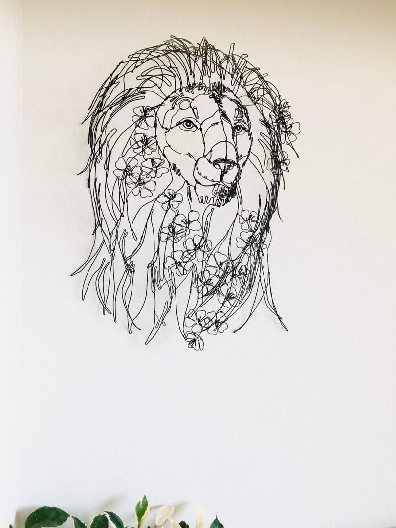 ワイヤーアート　桜ライオン　サクライオン　Lion