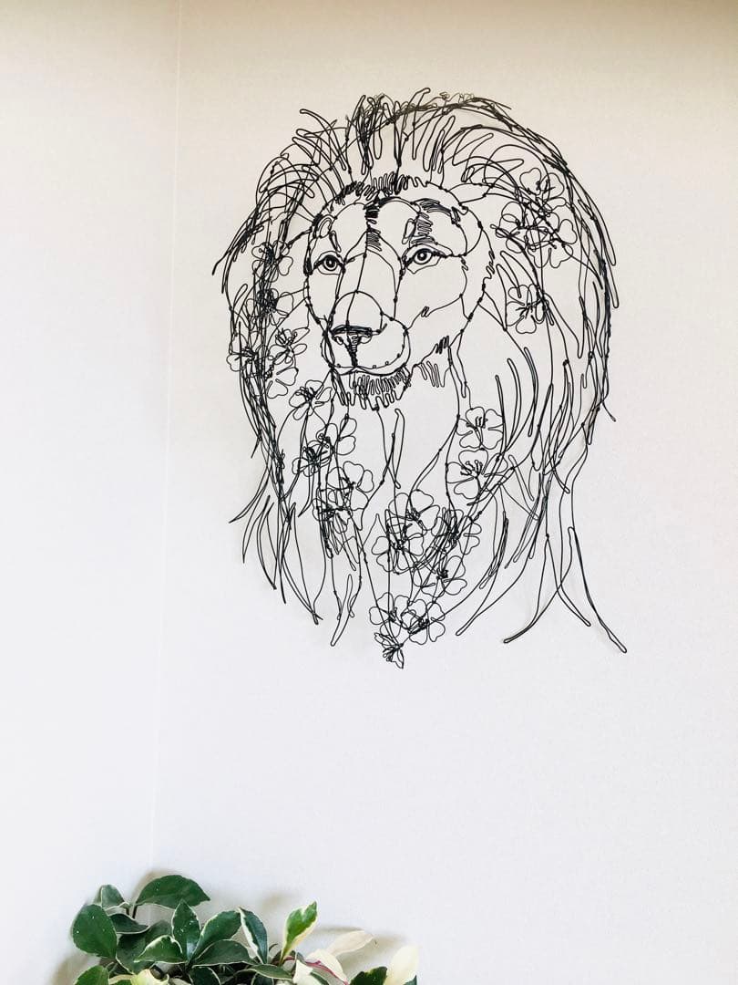 ワイヤーアート　桜ライオン　サクライオン　Lion