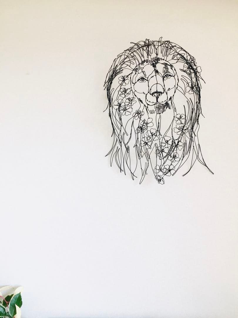 ワイヤーアート　桜ライオン　サクライオン　Lion