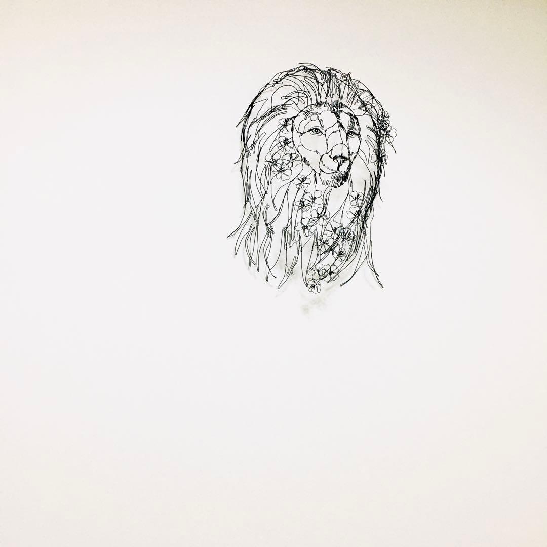ワイヤーアート　桜ライオン　サクライオン　Lion