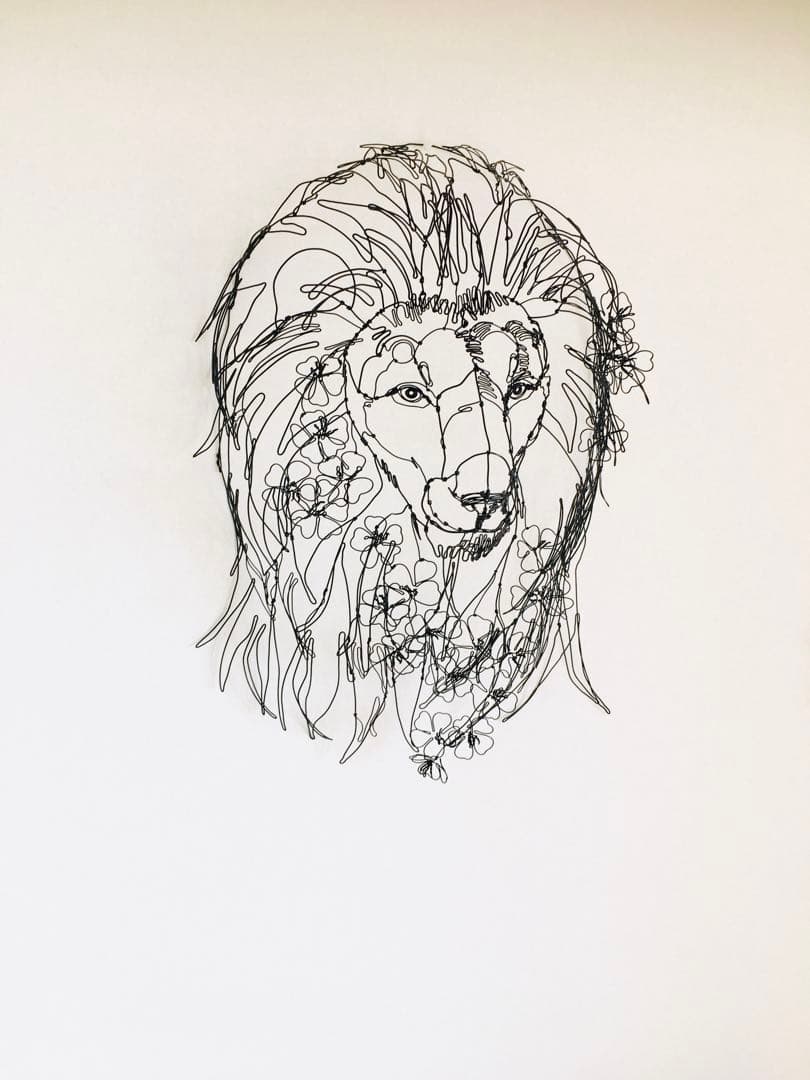 ワイヤーアート　桜ライオン　サクライオン　Lion