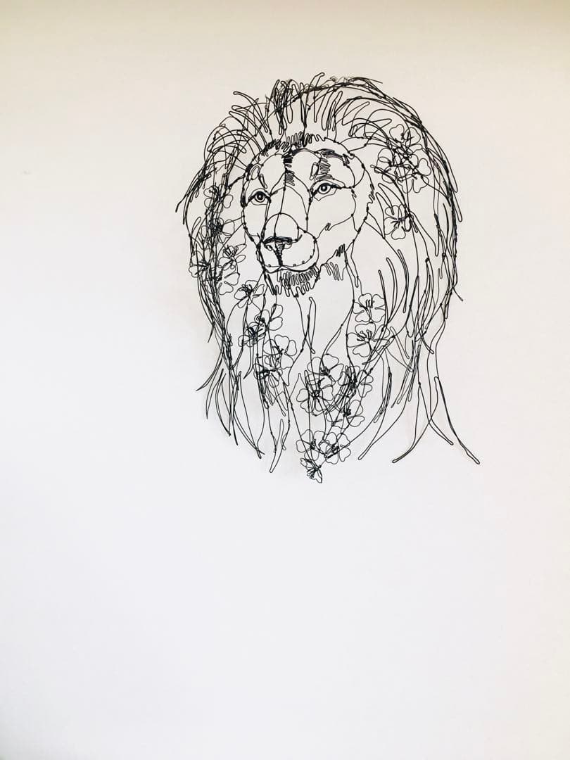 ワイヤーアート　桜ライオン　サクライオン　Lion