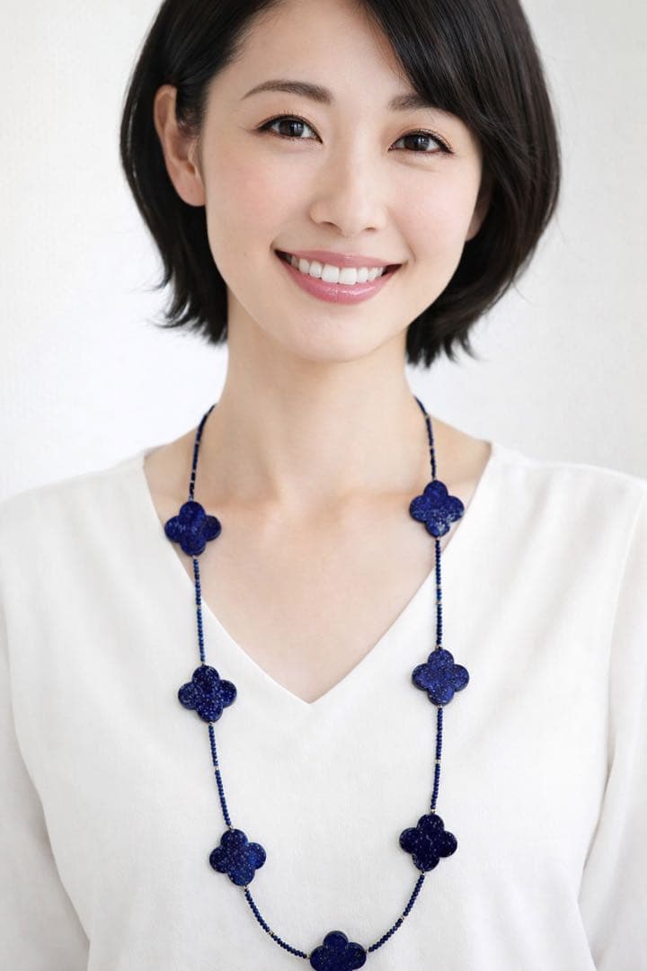 ラピスラズリクローバーデザインネックレスＮＯ26-2601