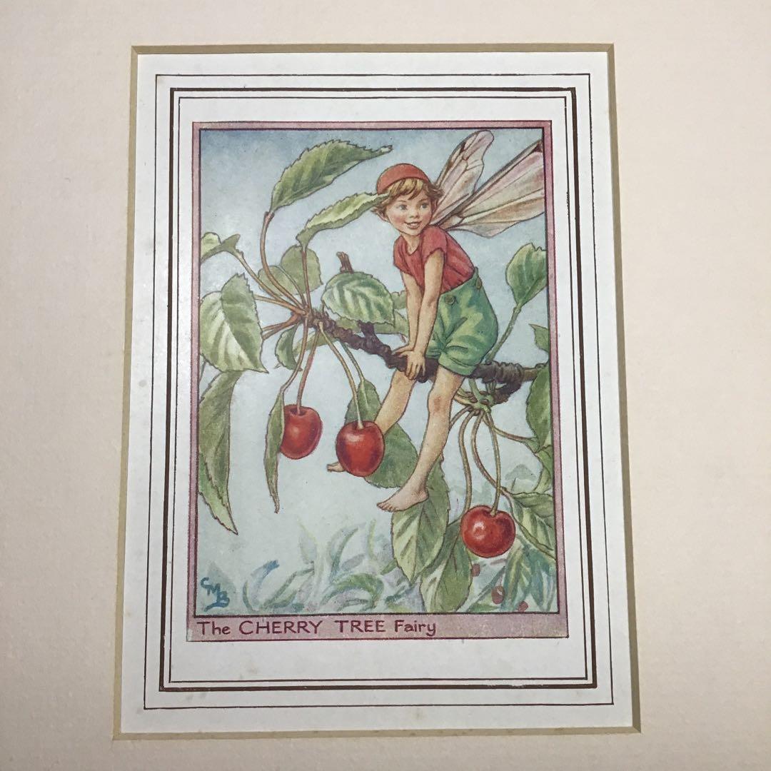 妖精画 フェアリーの額絵「さくらんぼ」 シシリー・メアリー・バーカー