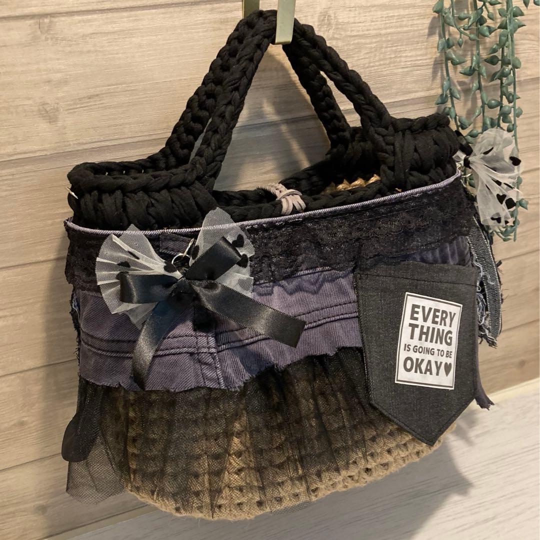 やっちゃん様Ｎｏ508 ハンドメイドバッグ デニムリメイク リメイクデニムバッグ
