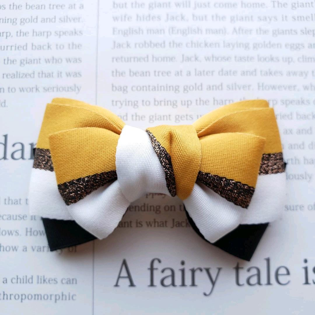 リボン　ヘアゴム♡セレシャムリボン♡マスタード♡ハンドメイド