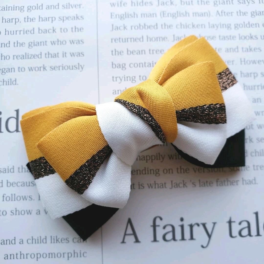 リボン　ヘアゴム♡セレシャムリボン♡マスタード♡ハンドメイド