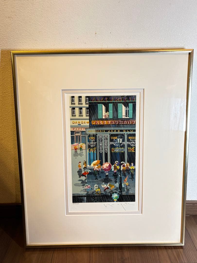 [真作] ヒロ・ヤマガタ 秋『土砂降り』 シルクスクリーン 75/38直筆サイン