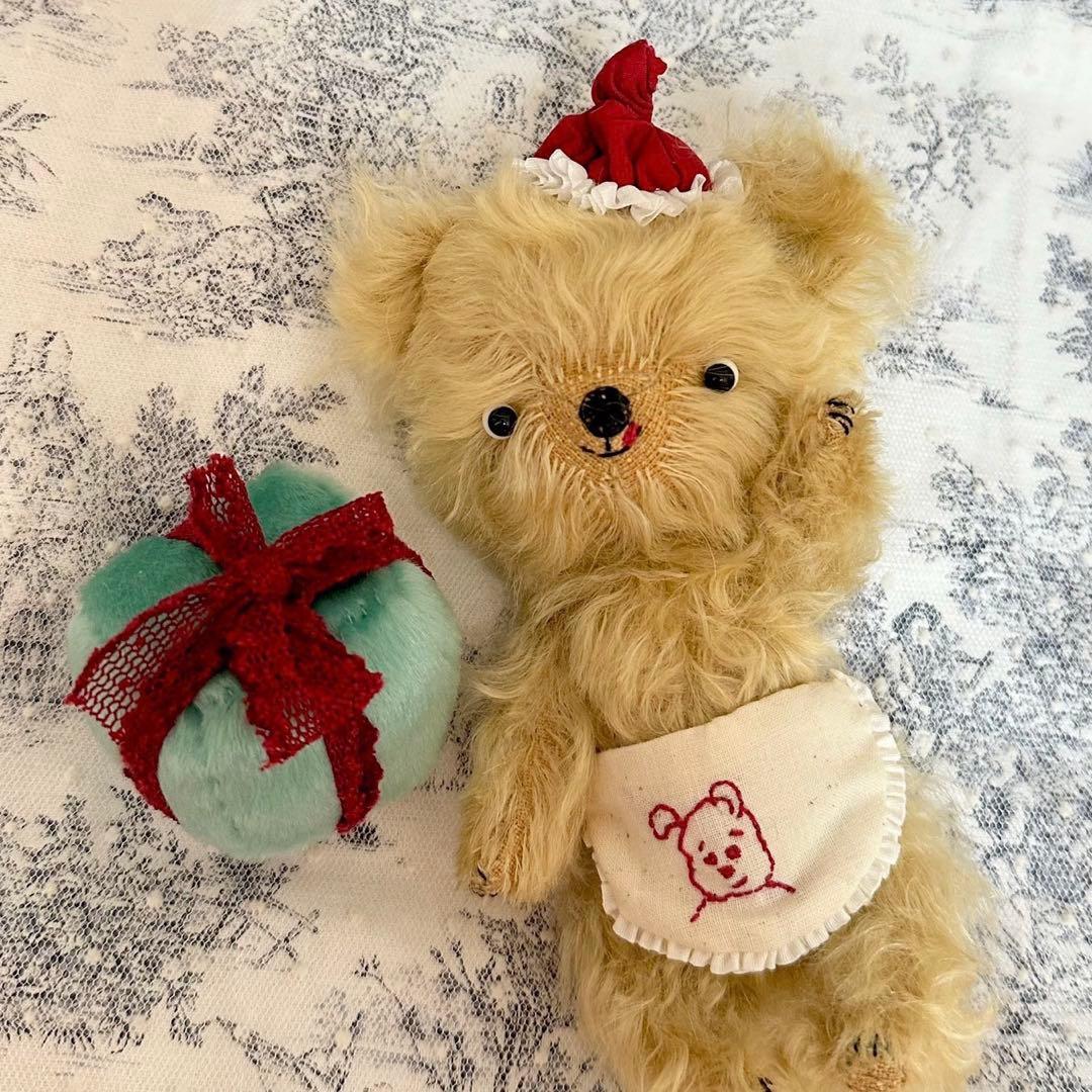 かわいいサンタ熊ちゃん テディベア ぬいぐるみ 海外作家様 ハンドメイド くま