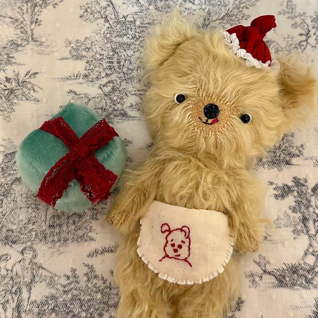 かわいいサンタ熊ちゃん テディベア ぬいぐるみ 海外作家様 ハンドメイド くま