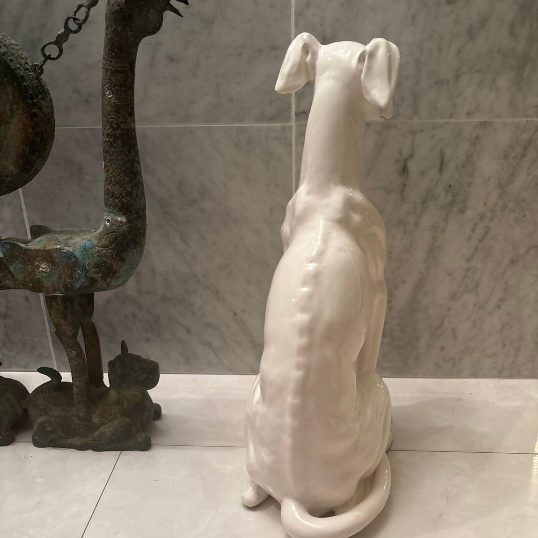 イタリア70年代ビンテージ美しい立ち姿のイタリアングレーハウンド特大サイズの陶器