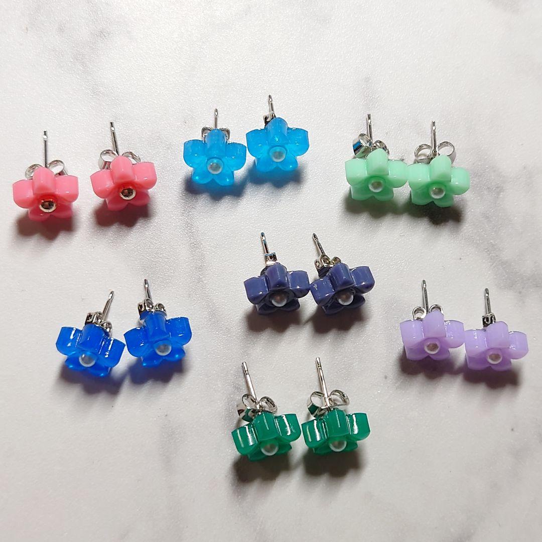 263☆ ハンドメイド ピアス セール フラワー 花 7種 カラフル ステンレス