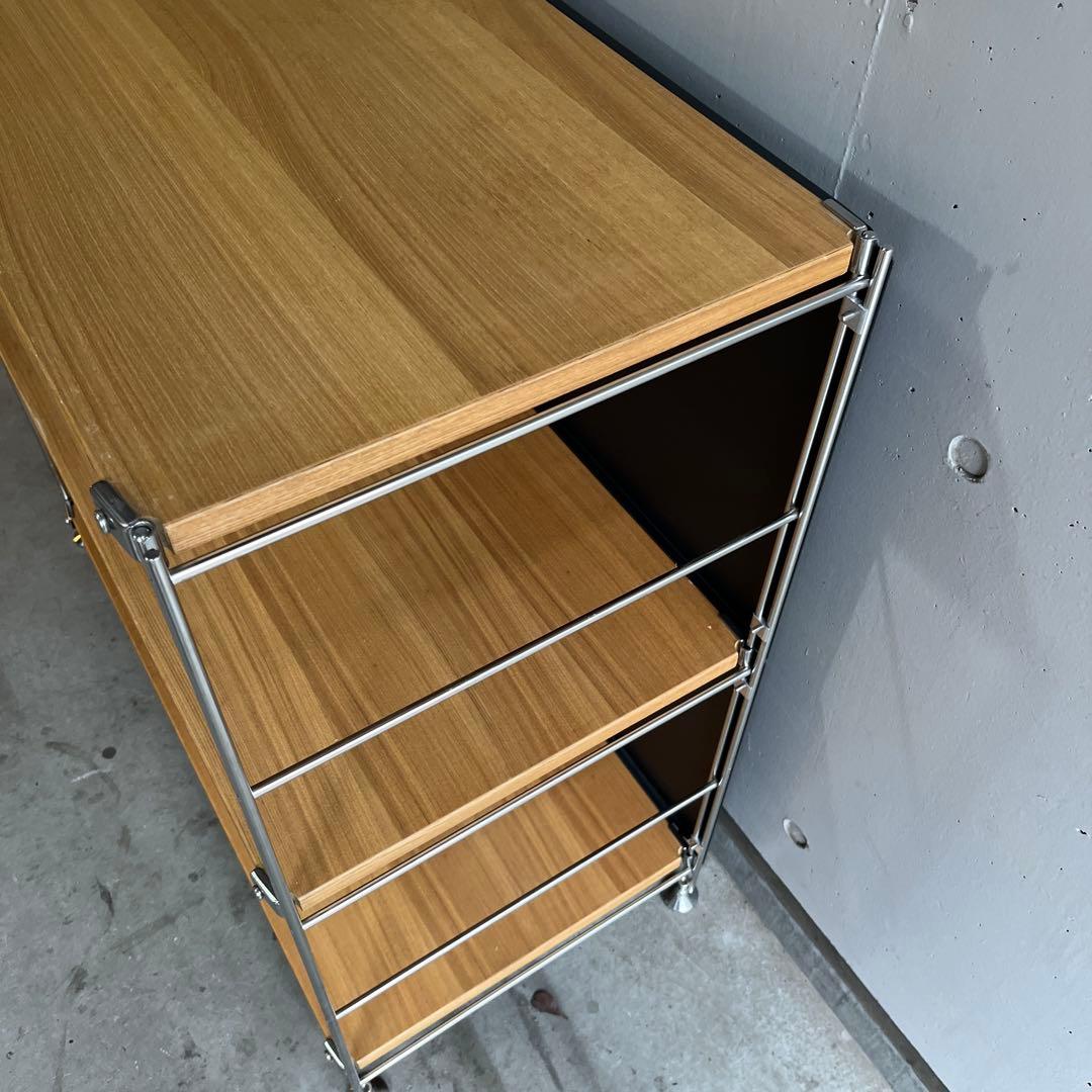 無印★ステンレスユニットシェルフ タモ材棚セット・ワイド・小 バックパネル付き