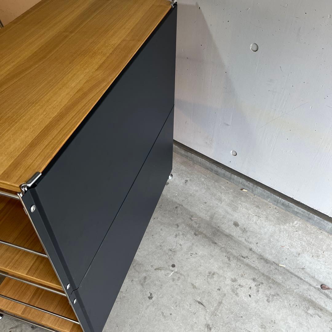 無印★ステンレスユニットシェルフ タモ材棚セット・ワイド・小 バックパネル付き