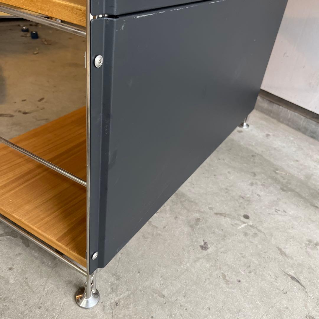 無印★ステンレスユニットシェルフ タモ材棚セット・ワイド・小 バックパネル付き