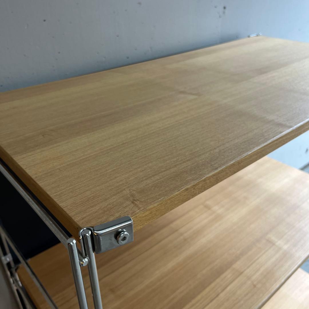 無印★ステンレスユニットシェルフ タモ材棚セット・ワイド・小 バックパネル付き