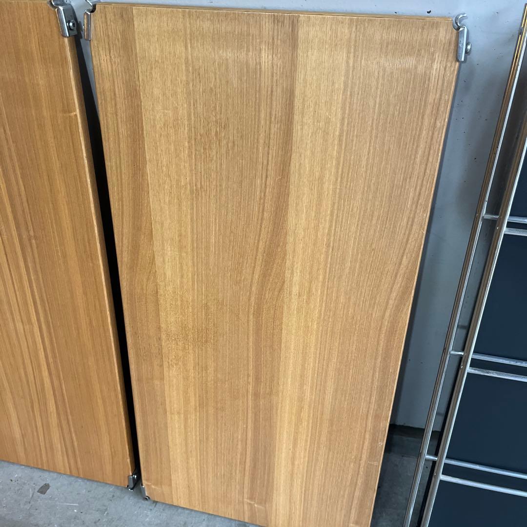 無印★ステンレスユニットシェルフ タモ材棚セット・ワイド・小 バックパネル付き