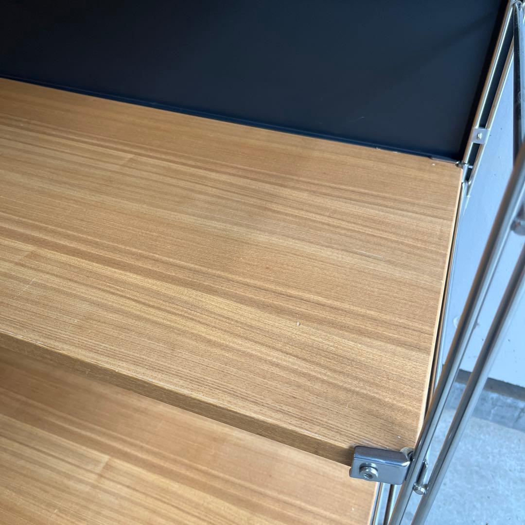 無印★ステンレスユニットシェルフ タモ材棚セット・ワイド・小 バックパネル付き