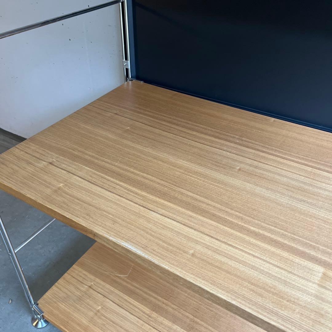 無印★ステンレスユニットシェルフ タモ材棚セット・ワイド・小 バックパネル付き