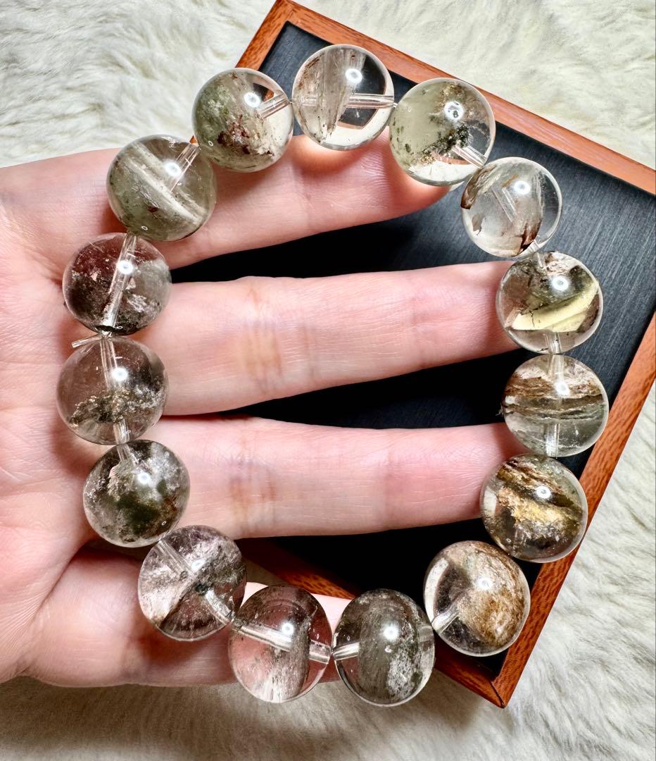 Clear Depth上質 金属鉱入り•ガーデンファントムクォーツ ブレスレット