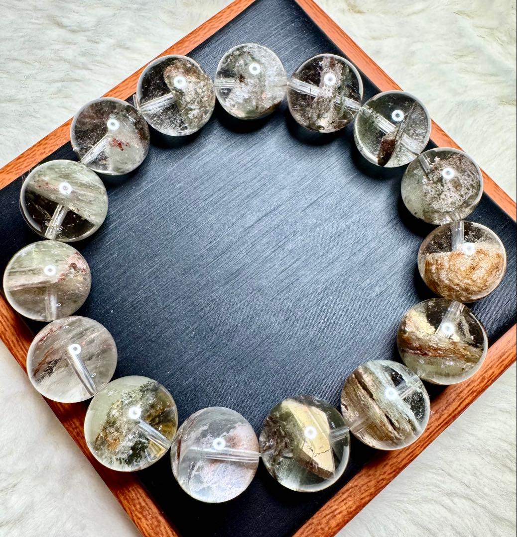 Clear Depth上質 金属鉱入り•ガーデンファントムクォーツ ブレスレット