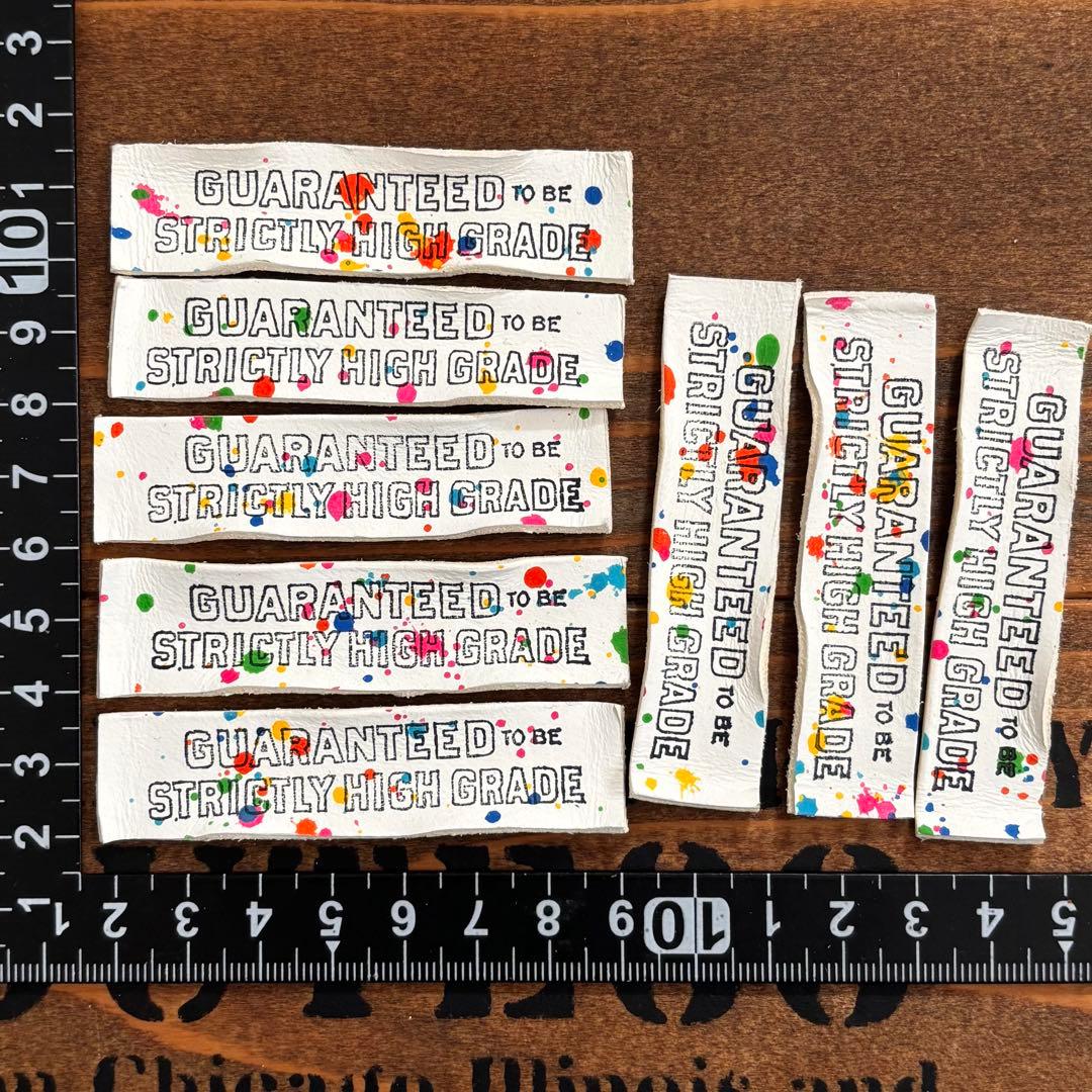 ビンテージ革タグ　ペイントレザータグ　長タグ①カラフルペイント500