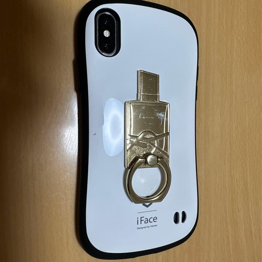 iFace ケース ホワイト ゴールド リングスタンド付き