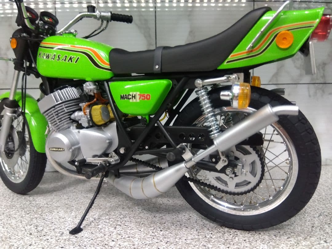 【絶版 希少】1/8 ナガノ カワサキ 750SS マッハⅢ カスタム 完成品