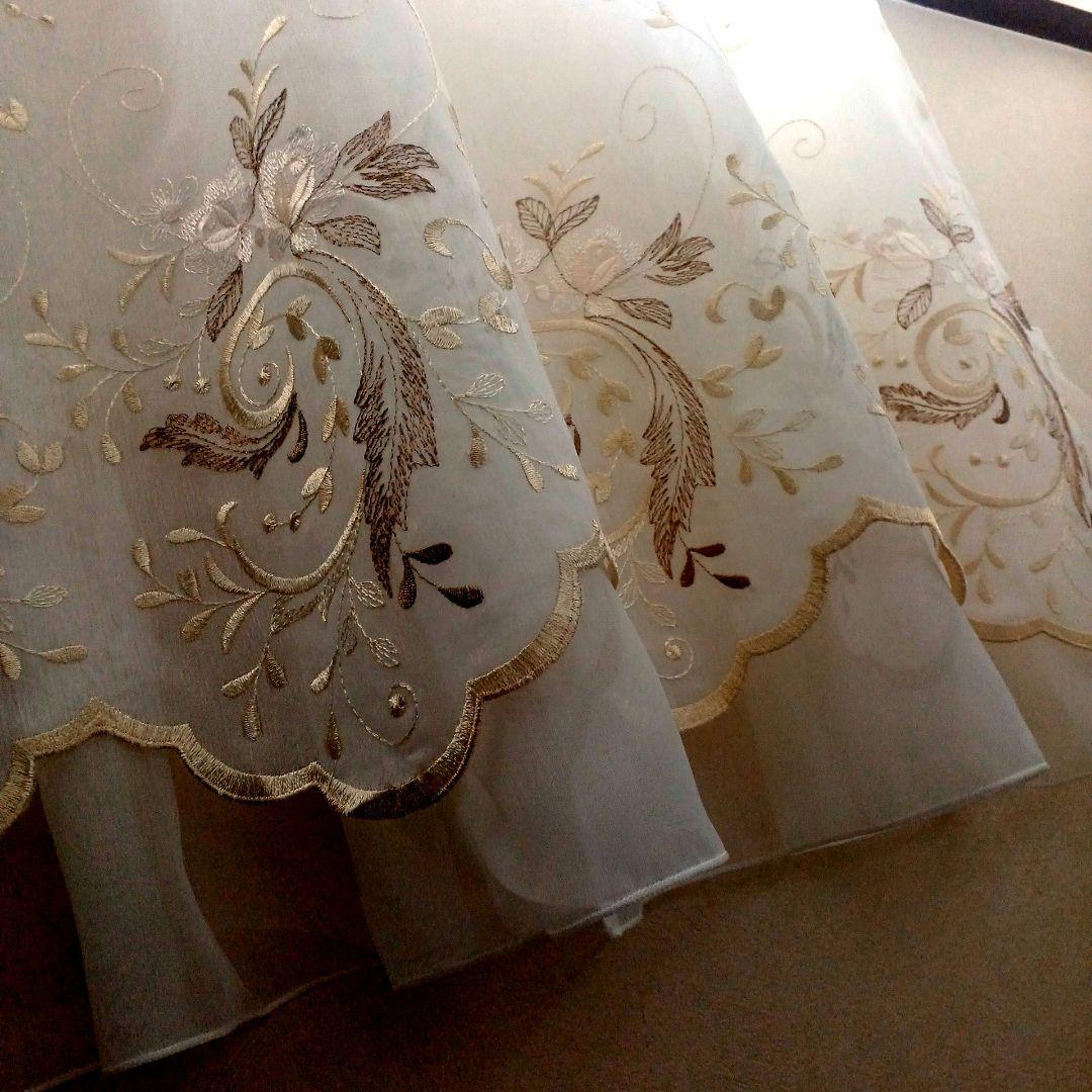 カフェカーテン【momo様　トルコレース2枚重ね　ダブルデザイン　のれん仕立て】