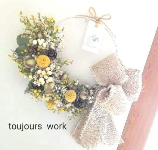 ◇初夏のリース◇ミモザとクラスぺディアのリース◇ナチュラルリース◇プレゼント