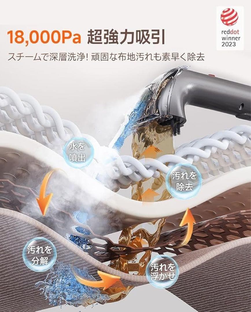 uwant B400スチームクリーナー　100℃蒸気&60℃加熱&18000Pa