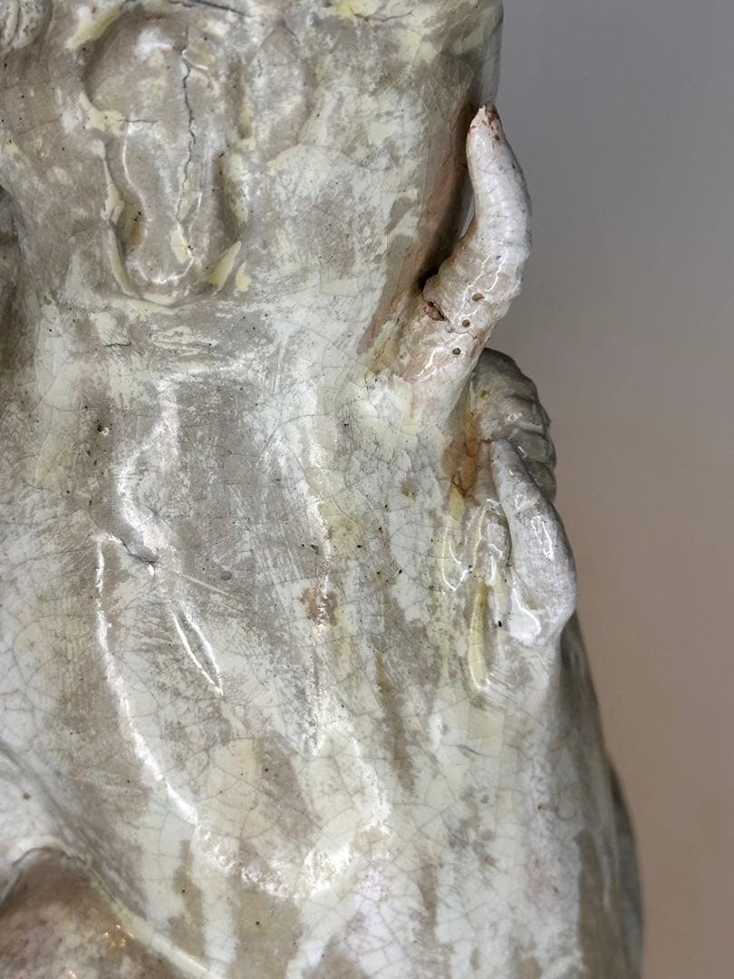 唐時代 鎮墓獣 立像 白掛陶 時代古陶 骨董品 中国古美術