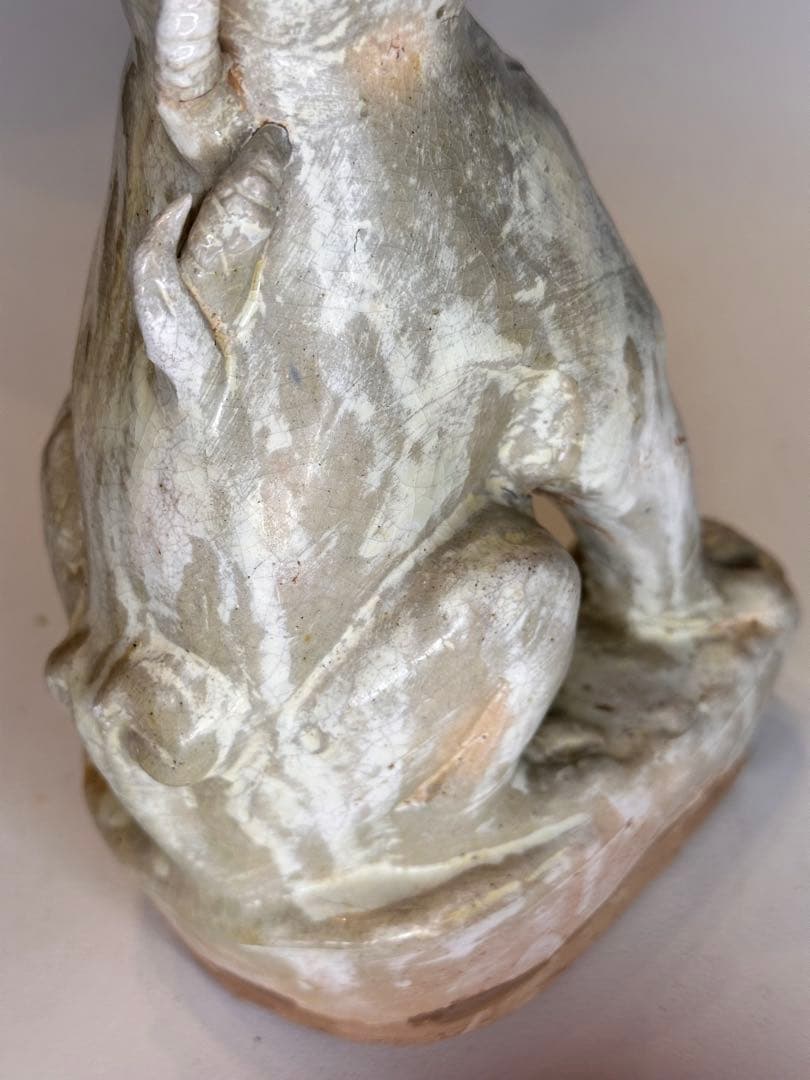 唐時代 鎮墓獣 立像 白掛陶 時代古陶 骨董品 中国古美術