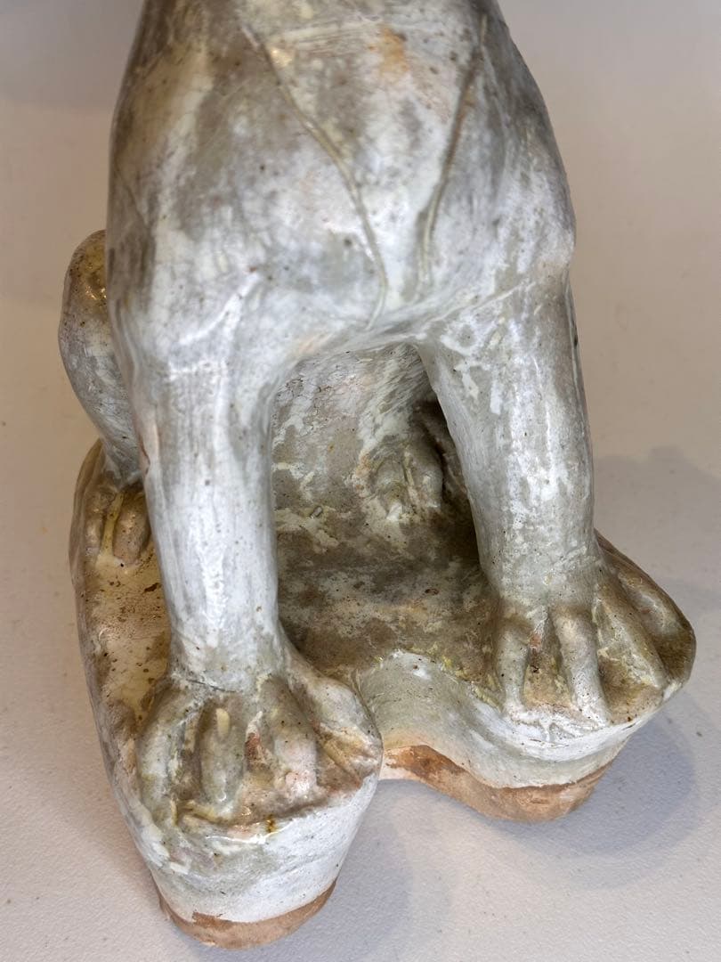 唐時代 鎮墓獣 立像 白掛陶 時代古陶 骨董品 中国古美術